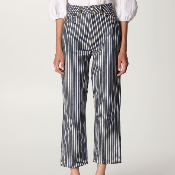 NWT Ganni Mixed Striped Denim Pants Size 26 - Picture 8 of 13